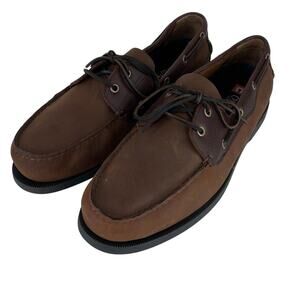 Chaps brown dock boat shoe preppy loafers men's size 13M